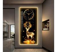 3D Wall Art Decor Clock with LED Light, Large 3D Wall Sculptures with LED Light, Plug-in Power Supply, Vertical Creative Wall Clocks, for Living Room Bedroom Dining Room(Gold 5,60x120cm/23.6x47.2in)