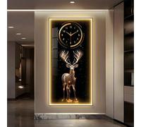 3D Wall Art Decor Clock with LED Light, Large 3D Wall Sculptures with LED Light, Plug-in Power Supply, Vertical Creative Wall Clocks, for Living Room Bedroom Dining Room(Gold 4,70x140cm/27.6x55.1in)
