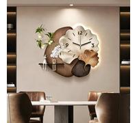 3D Wall Art Decor Clock with LED Light, Non-Ticking Large Sculptural Wall Clock for Living Room, Modern Home Hanging Decor - 39.4x31.5 inches