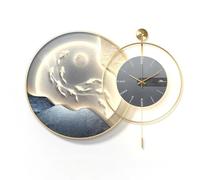 3D Wall Art Decor Clock with LED Light,Silent Quartz Movement,Metal Ring Design,3D Wall Sculptures Painting Plug-in Power Supply for Living Room,Bedroom,Office(Blue 2,110 * 70cm)