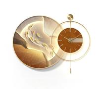 3D Wall Art Decor Clock with LED Light,Silent Quartz Movement,Metal Ring Design,3D Wall Sculptures Painting Plug-in Power Supply for Living Room,Bedroom,Office(Brown 3,120 * 80cm)