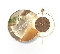 3D Wall Art Decor Clock with LED Light,Silent Quartz Movement,Metal Ring Design,3D Wall Sculptures Painting Plug-in Power Supply for Living Room,Bedroom,Office(Brown 1,100 * 60cm)