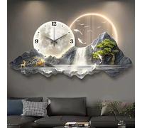 3D Wall Art Decor Clock with LED Lighting Featuring a moon and Landscape theme this Piece is the Premier Choice for Living room Decor it Boasts a Silent Movement and a Unique Design D 39.4*19.7in