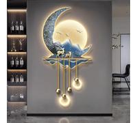 3D Wall Art Decor, LED Wall Sculpture Mural with Metal Ball Pendant, Creative Decorative Painting for Living Room and Entrance