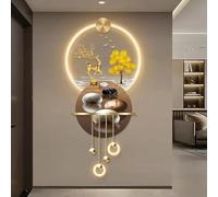 3D Wall Art Decor Modern, 3D Wall Sculptures Art with LED Light Porch, Decorative Painting for Entrance, for Living Room, Bedroom & Hallway, Modern Vertical Hanging(Gold 3,50*110cm/20*43.3in)