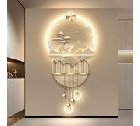 3D Wall Art Decor Modern, 3D Wall Sculptures Art with LED Light Porch, Decorative Painting for Entrance, for Living Room, Bedroom & Hallway, Modern Vertical Hanging(Gold 24,60*136cm/24*53.5in)
