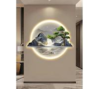3D Wall Art Decor, Wall Sculptures Wall Hanging Art with Led Light, Wall Art Decorations Lamp, Oriental Decor Traditional Chinese Wall Hanging Painting, 60x50cm/1