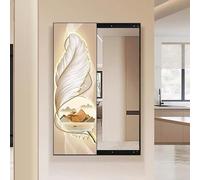 3D Wall Art Decor with Full-Length Mirror ， Modern Push-Pull Fengshui Mirror for Living Room, Bedroom, Entryway - Invisible Dressing Mirror