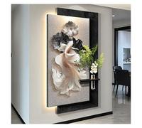 3D Wall Art Decor With LED Light, Sandstone Sculpture Painting, Vase & Artificial Greenery for Living Room, Entrance Hallway Modern Home Decoration