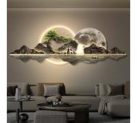 3D Wall Art Decor with LED Light, Traditional Chinese Hanging Painting for Bedroom, Living Room, and Entrance, 35x100cm