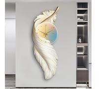 3D Wall Art Decor with LED Light, Wall Sculpture Painting Decoration, Crystal Porcelain Painting Core, Feather Hanging Mural for Living Room Entrance Office(D,120 * 44cm)