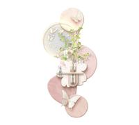 3D Wall Art Decor With LED Lights,3D Butterfly & Floral Wall Art, LED Light, Textured Decor With Shelf,Plug-in Power Supply,for Hallway, Corridor, Living Room (Pink 23.6 * 47.2in)