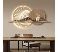 3D Wall Art Decor with Led Lights, 3D Wall Art Decoration - LED, Home Wall Decor Traditional Chinese Wall Hanging Painting for Living Room, Entrance, Corridor, Wireless remote control(A,47.2*23.6IN)
