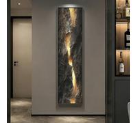3D Wall Art Decor with LED Lights, Backlit Abstract Cracked Stone Panel, Framed Art for Living Room and Entrance