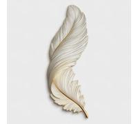 3D Wall Art Decor With LED Lights,Hand-Painted 3D Feather Wall Decor, Textured Modern Art For Entryway & Living Room, Luxury Home Accent (WhiteA 39.4 * 13.8in)