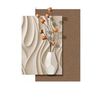 3D Wall Art Decor with LED Lights, Hand-Painted Sandstone Texture Vase Design, Textured Modern Wall Art for Entryway and Living Room