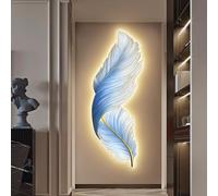 3D Wall Art Decor with LED Lights,Large Feather Wall Sculpture,with Dual-Mode Ambient Lighting,for Living Room Bedroom Entryway.(White,70x210cm)