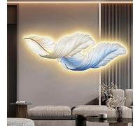 3D Wall Art Decor with LED Lights,Large Feather Wall Sculpture,with Dual-Mode Ambient Lighting,for Living Room Bedroom Entryway.(White,70x210cm)