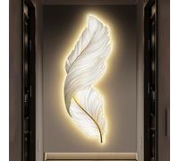 3D Wall Art Decor with LED Lights,Large Feather Wall Sculpture,with Dual-Mode Ambient Lighting,for Living Room Bedroom Entryway.(White,70x210cm)