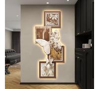 3D Wall Art Decor with LED Lights, Large Lighted Flower and Butterfly Design, Decorative Painting for Bedroom, Entrance, Hallway
