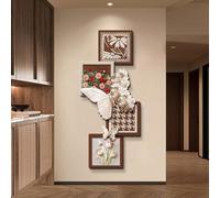 3D Wall Art Decor with LED Lights, Large Lighted Flower and Butterfly Design, Decorative Painting for Bedroom, Entrance, Hallway