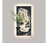 3D Wall Art Decor with LED Lights, Large Modern UV Engraved Mountain & Waterfall Sculpture for Living Room, Bedroom & Entrance