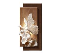 3D Wall Art Decor With LED Lights,Modern 3D Butterfly & Floral Wall Art With LED Light, Textured Decor For Entryway,Plug-in Power Supply For Living Room Bedroom Office Entry (BrownC 19.7 * 39.