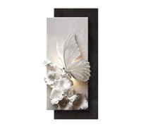 3D Wall Art Decor With LED Lights,Modern 3D Butterfly & Floral Wall Art With LED Light, Textured Decor For Entryway,Plug-in Power Supply For Living Room Bedroom Office Entry (BlackC 15.7 * 31.