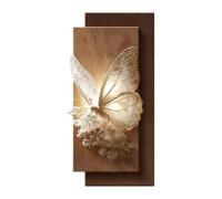 3D Wall Art Decor With LED Lights,Modern 3D Butterfly & Floral Wall Art With LED Light, Textured Decor For Entryway,Plug-in Power Supply For Living Room Bedroom Office Entry (BrownB 23.6 * 47.