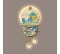 3D Wall Art Decor with LED Lights, Modern Landscape Mural with Welcome Pine & Moon for Living Room, Bedroom, Entryway