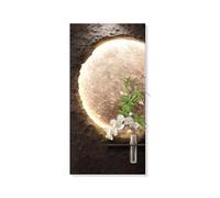 3D Wall Art Decor with LED Lights, Modern Moon & Floral Design, Textured Home Accent with Shelf and Vase for Entryway and Bedroom