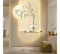 3D Wall Art Decor with LED Lights, Three-Dimensional Decoration Painting with Vase and Artificial Plant for Living Room and Corridor