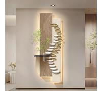 3d wall art decor with led lights, with Hydroponic Glass Vase and Simulated Plants, Illuminated Stone Landscape Painting, for Living Room Bedroom Hallway(B,120 * 40cm/47.2 * 15.7in)
