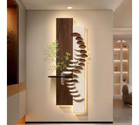 3d wall art decor with led lights, with Hydroponic Glass Vase and Simulated Plants, Illuminated Stone Landscape Painting, for Living Room Bedroom Hallway(B,120 * 40cm/47.2 * 15.7in)