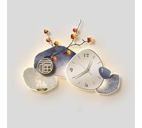 3D Wall Art Decor with Silent Clock and LED Light, Green Plants Artwork for Living Room, Bedroom, Entryway