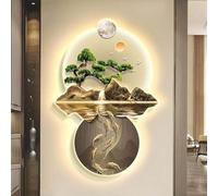 3D Wall Art Decoration with LED Light,Modern Abstract Landscape Painting,Traditional Chinese Artwork for Home Decoration,for Office Living Room Corridor Bedroom(53x80cm)