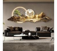 3D Wall Art Decorative Clock Modern Wall Hanging With LED Light Art Sculpture Entrance Foyer Decorative Painting For Living Room Entrance Hall (Style C 60 * 180cm/23 * 70in)