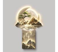 3D Wall Art Sculpture, Modern Oriental Landscape Hanging Painting, Elegant Decor for Living Room, Office, Entrance, Corridor