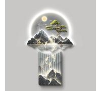 3D Wall Art Sculpture, Modern Oriental Landscape Hanging Painting, Elegant Decor for Living Room, Office, Entrance, Corridor