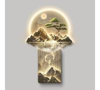 3D Wall Art Sculpture, Modern Oriental Landscape Hanging Painting, Elegant Decor for Living Room, Office, Entrance, Corridor