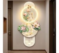 3D Wall Art Sculpture with LED Light, UV Carving and Crystal Porcelain Process, Nine Fish Mural for Living Room or Office, 40x80cm