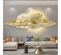 3D Wall Art Sculptures with LED Light, Modern Decorative Landscape Painting for Living Room or Corridor, Traditional Chinese Feng Shui Design with Wireless Remote Control