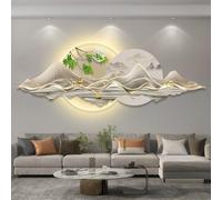 3D Wall Art Sculptures with LED Light, Modern Decorative Landscape Painting for Living Room or Corridor, Traditional Chinese Feng Shui Design with Wireless Remote Control