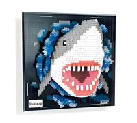 3D Wall Art Shark Animal Micro Mini Building Blocks Set for Adults, Home Wall Decor Table Display, Creative Birthday Gift Toy for Kids Teens (2166 PCS)