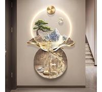 3D Wall Art with LED Lighting, Modern Landscape Sculpture for Foyer, Entrance, and Hallway Decoration