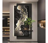 3D Wall Art with LED Lights, Modern Koi Fish Decor, Black Textured Art for Entryway & Living Room