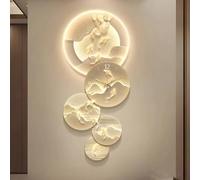 3D wall art with lights Clock with LED Light, Power Supply Painting, Living Room Hanging Mural LED, Modern for s for Living Room Entrance Corridor(C,45x100cm/17.7x39.4in)