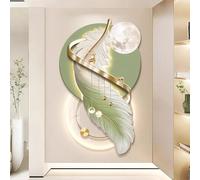 3D wall art with lights Feather Decor, Painting, Power Supply Decor with Led Lights, for s for Living Room Entrance Corridor(D,72x120cm/28.3x47.2in)