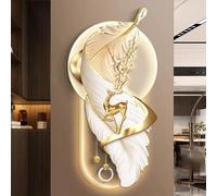 3D wall art with lights Feather Decor, Power Supply Decor with Led Lights, Painting, Living Room Hanging Mural LED, Creative Landscape Sculptures(A,60x120cm/23.6x47.2in)