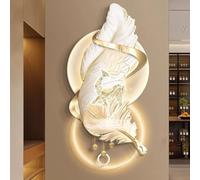 3D wall art with lights Feather Decor, Power Supply Decor with Led Lights, Painting, Living Room Hanging Mural LED, Creative Landscape Sculptures(B,50x100cm/19.7x39.4in)